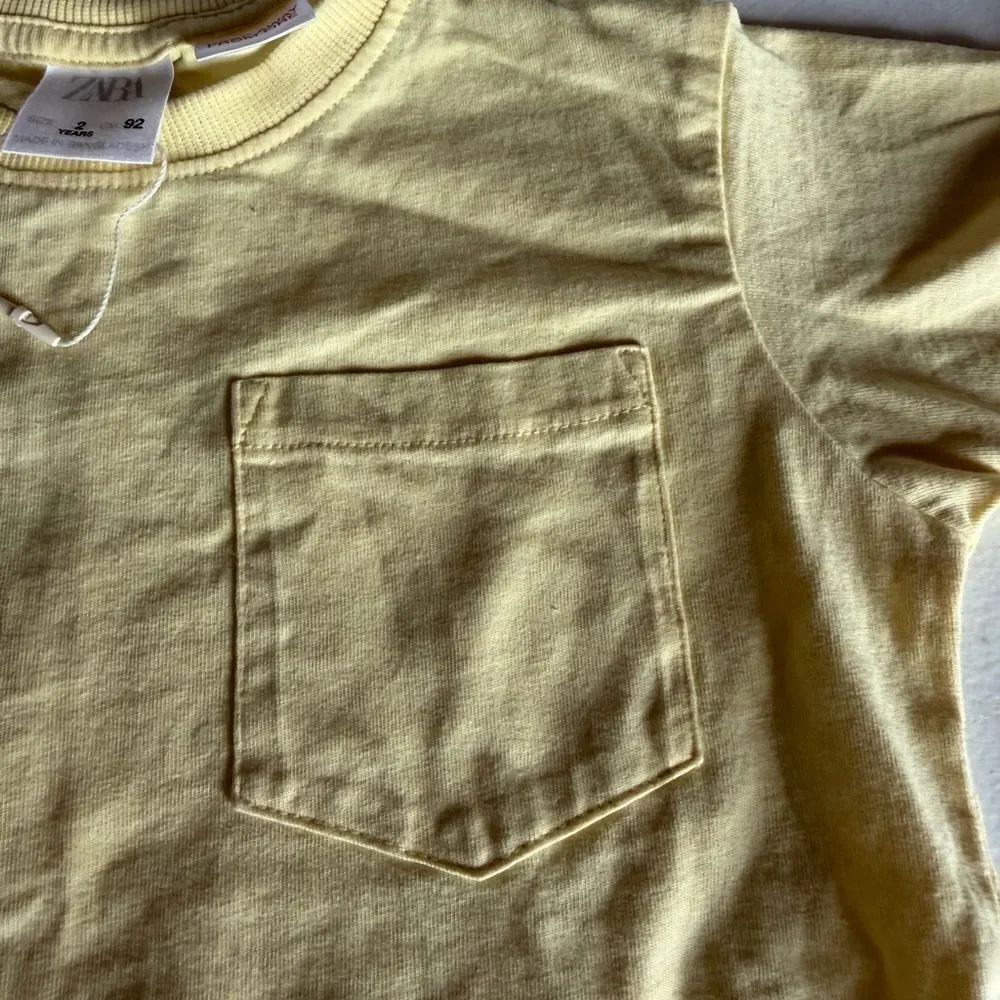 Zara Sunny Yellow Kids Tee with Pocket - Picture 3 of 4